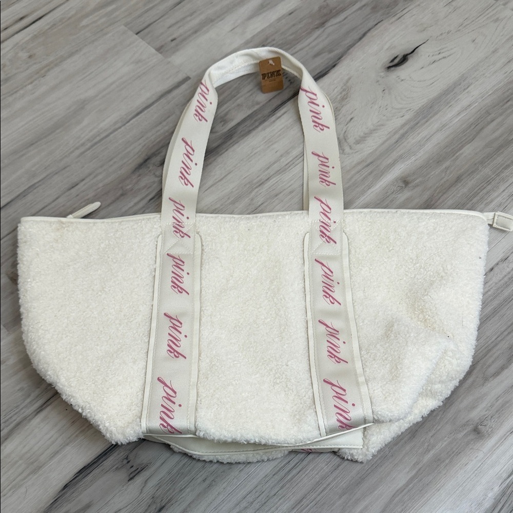 NWT PINK Victoria's Secret Cream Sherpa Tote Bag